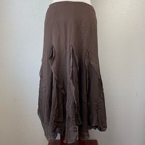 Karen Kane Winter Rose Soft Ruffle 100% Silk Skirt Size 6